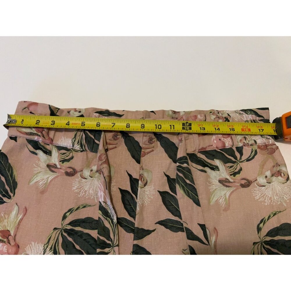 Jules & Leopold LINEN Pants Women’s Size M Floral Tropical Cropped Tie Waist Sum - Picture 4 of 12